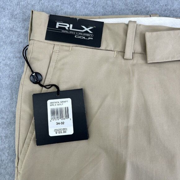 Men's RLX Ralph Lauren Golf Pants Khaki Tan 34 x 32 Performance Straight Leg - Picture 2 of 12